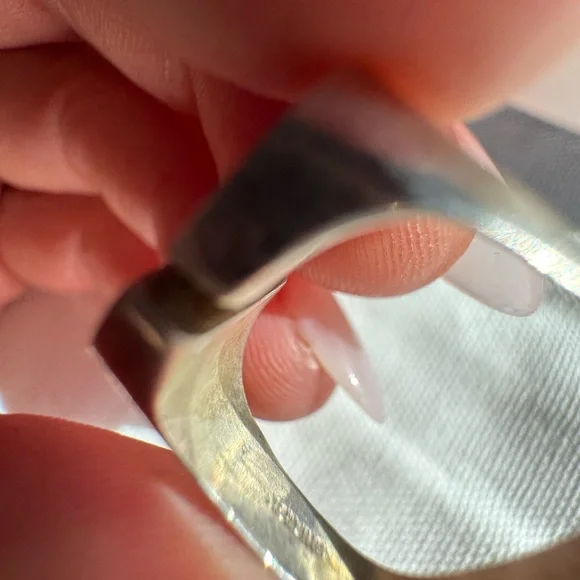 Vintage Sterling silver and jade adjustable size ring - Picture 7 of 14